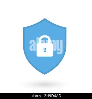 Shield security with lock symbol. Protection, safety, password security vector icon illustration. Firewall access privacy sign. Lock security icon for Stock Vector