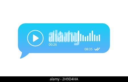 Blue voice messages bubbles on white background. Voice messaging correspondence. Sound wave with imitation of voice. Vector Stock Vector