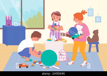 clean boy room illustration