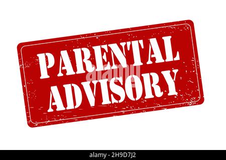 Parental advisory red rubber stamp. Vector stamp illustration. Stock Vector