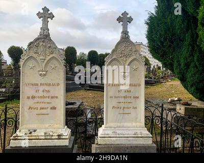 Grave of Arthur Rimbaud, Charleville-Mézières, Ardennes, Grand-Est Region, North-Eastern France Stock Photo