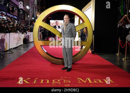 Ralph Fiennes attending the world premiere of the film, The King's Man at Cineworld Leicester Square, London. Picture date: Sunday December 5, 2021. Stock Photo