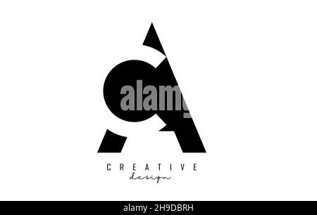 Letters AC Logo with black and white negative space design. Letters A and C with geometric typography. Creative Vector Illustration with letters. Stock Vector