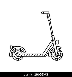 Scooter coloring page for kids. Kick scooter Stock Vector
