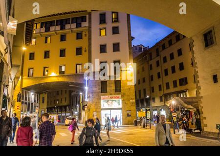 FLORENCE, ITALY - OCTOBER 21, 2018: Evening view of streets in the centre of Florence, Italy Stock Photo