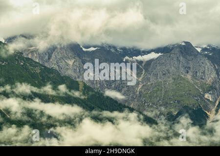 Late summer thunderstorms in the Austrian Alps near Obermieming. Tyrol, Austria, Europe Stock Photo