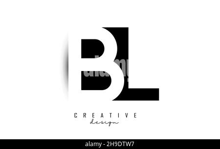 Letters BL Logo with black and white negative space design. Letters B and L with geometric typography. Creative Vector Illustration with letters. Stock Vector