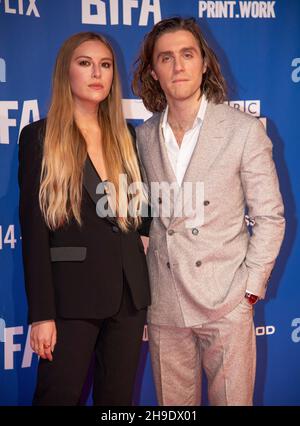 LONDON, ENGLAND - 05 DEC 2021: Hanako Footman and Jack Farthing attend the 24th British Independent Film Awards at Old Billingsgate on the 5th Decembe Stock Photo