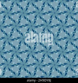Vector abstract seamless pattern. Geometric background in blue, gray and green colors. Stock Vector