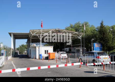 Border crossing from the Greek to the Turkish Part, Cyprus Stock Photo