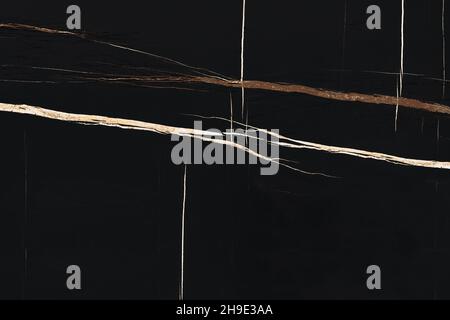 Black marble texture background pattern top view. Stone granite wall with bright stripes. Luxury abstract patterns. Marbling design for banner Stock Photo