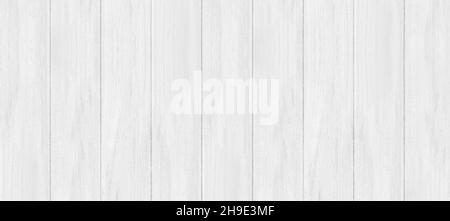 White gray wood color texture banner for background. Surface light clean of table top view. Natural patterns for design art work and interior or Stock Photo