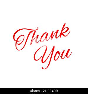 Thank You, bright red script lettering on white Stock Vector