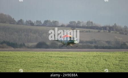 ZH814 British army (Army Air Corps AAC) 1971 helicopter Bell 212 B-BGMH conducting pilot training Salisbury Plain UK Stock Photo