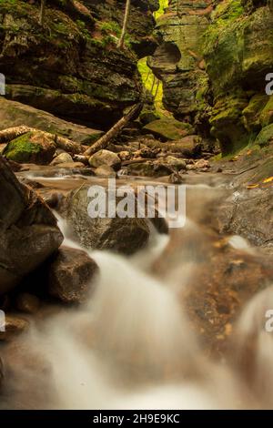 Low Angle Close Up of Stream at Parfey's Glen Stock Photo