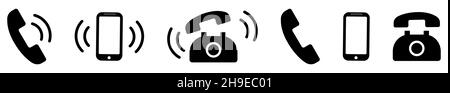 Ringing phone icon set. Smartphone ringing. Design for app, ui and logo. Vector symbol isolated on white background Stock Vector