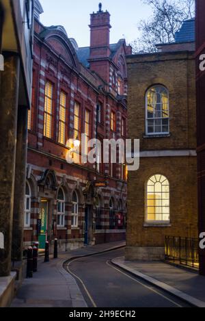 Atmospheric narrow street, Bride Lane EC4, London, England, UK Stock Photo