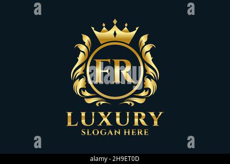 FR Letter Royal Luxury Logo template in vector art for luxurious branding projects and other vector illustration. Stock Vector