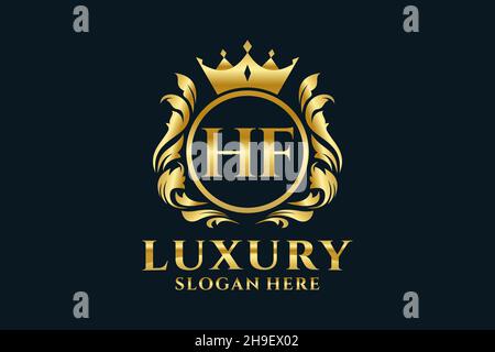 HF Letter Royal Luxury Logo template in vector art for luxurious branding projects and other vector illustration. Stock Vector