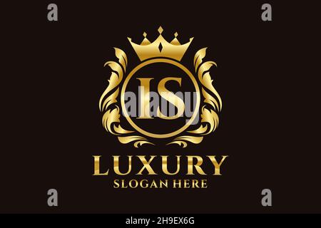IS Letter Royal Luxury Logo template in vector art for luxurious branding projects and other vector illustration. Stock Vector