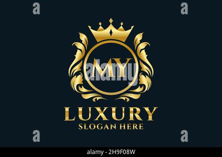 MY Letter Royal Luxury Logo template in vector art for luxurious branding projects and other vector illustration. Stock Vector
