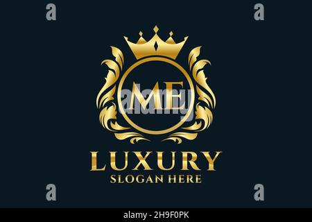 ME Letter Royal Luxury Logo template in vector art for luxurious branding projects and other vector illustration. Stock Vector
