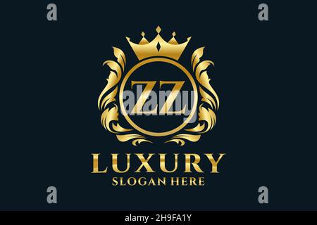 ZZ Letter Royal Luxury Logo template in vector art for luxurious ...