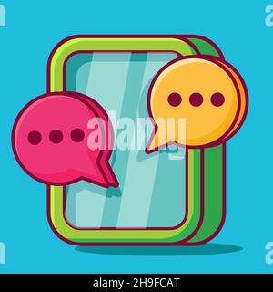 chatting on smartphone concept symbol vector illustration in flat style Stock Vector