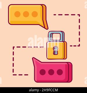 Encryption chat concept symbol vector illustration in flat style Stock Vector
