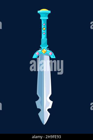 Magical cartoon steel broadsword blade. Vector dagger with jagged edges ...