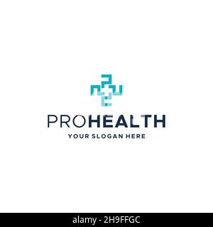 minimalist PROHEALTH plus medical logo design Stock Vector