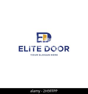 flat letter mark initial ED ELITE DOOR logo design Stock Vector