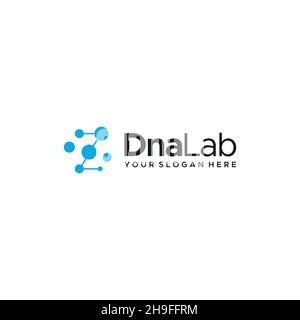 minimalist DnaLab moleculer circle logo design Stock Vector