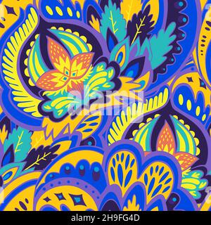 Funky colorful seamless psychedelic pattern for design and decoration. Stock Vector