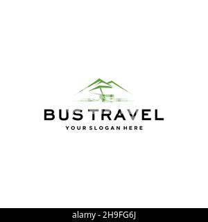 Flat letter mark BUS TRAVEL green logo design  Stock Vector