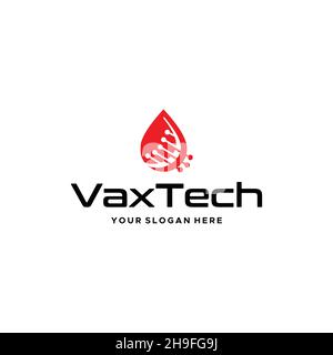 minimalist VaxTech drip circuit oval logo design Stock Vector