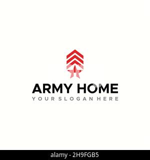 minimalist ARMY HOME house emblem logo design Stock Vector