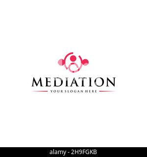 minimalist line art MEDIATION people logo design Stock Vector