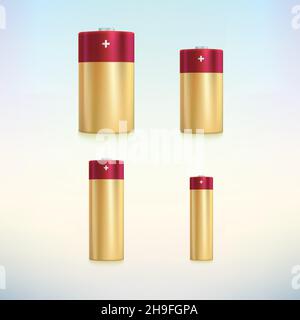 Set of colored vector battery icons. Stock Vector