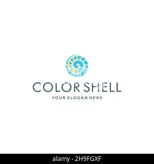 modern colorful COLOR SHELL spiral Logo design Stock Vector