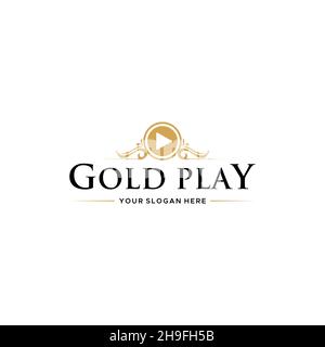 minimalist simple Gold plaY circle logo design Stock Vector