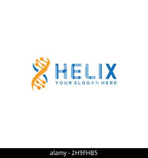 minimalist HELIX moleculer tech curve logo design Stock Vector