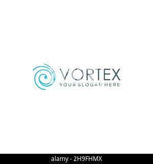 minimalist line art VORTEX spiral logo design Stock Vector