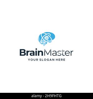 minimalist BrainMaster dice tech mind Logo design Stock Vector
