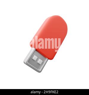 3d render illustration usb cartoon icon on white background. 3d render ...