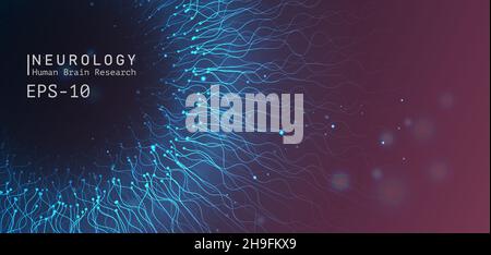 Futuristic artificial intelligence background. AI technology. Big data. Neurons connecting. Big science medical concept. Stock Vector