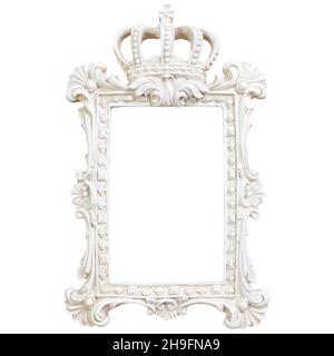 white classic decorated frame with a crown on top Stock Photo