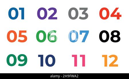 Numbers colourful isolated on white background. Isolated vector. Doodle vector illustration. Stock Vector