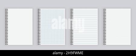 Set of blank spiral notepad notebook Stock Vector