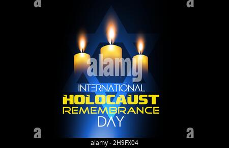 International Holocaust Remembrance Day Candle Lighting vector banner. January 27 candle against holocaust black. Stock Vector